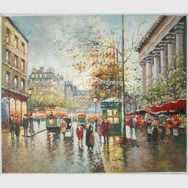 Dibingkai Paris Street Scene Oil Painting Oil On Linen Untuk Dekorasi Ruang Tamu