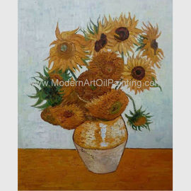 Pedesaan Vincent Van Gogh Lukisan Minyak Bunga Matahari dengan Daun Emas Wina 20 x 24 inci
