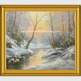 Lukisan Pemandangan Musim Dingin Kustom Berbingkai Dengan Snow Neo - Gaya Klasik