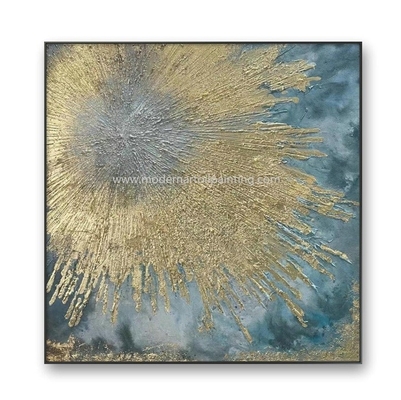 Lukisan Kanvas Seni Abstrak Emas Buatan Tangan Untuk Hiasan Dinding Natal 80 cm x 80 cm