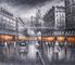 Kanvas Lukisan Pemandangan Kota Paris, Lukisan Cat Minyak Modern Abstrak Seni Bar