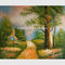 Pisau Palet Hijau Lukisan Pemandangan Cottage Abstrak Pemandangan Seni Lingkungan