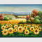 Lukisan Minyak Bunga Matahari Pisau Palet Kustom, Seni Lukis Tangan Dekoratif di Atas Kanvas