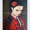 Gambar Manusia Lukisan Minyak Lukisan Kanvas / Wanita Merokok Dalam Lukisan Merah