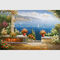Mediterranean Garden Wall Art Pemandangan Laut Lukisan Minyak Pelabuhan Liburan