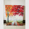 Lukisan Minyak Pisau Palet Abstrak Buatan Tangan Lanskap Hutan Musim Gugur Untuk Hotel Bintang
