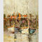 Lukisan Minyak Pisau Palet Berbingkai, lukisan seni dinding pemandangan perahu layar abstrak