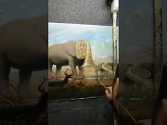 Lukisan Gajah Berwarna-warni Abstrak Pada Seni Dinding Kanvas