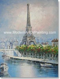 Hand Painted Paris Oil Painting Menara Eiffel ECO Solvent