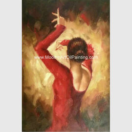 Lukisan Minyak Penari Flamenco Buatan Tangan Modern, Lukisan Kanvas Seni Dinding Abstrak