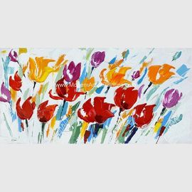 Lukisan Minyak Seni Modern Buatan Tangan / Seni Dinding Lukisan Minyak Bunga Untuk Toko Kopi