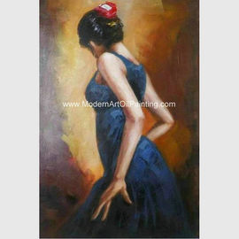 Tangan Dicat Lukisan Cat Minyak Spanyol / Lukisan Wanita Flamenco Penari Kanvas Seni