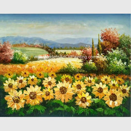 Lukisan Minyak Bunga Matahari Pisau Palet Kustom, Seni Lukis Tangan Dekoratif di Atas Kanvas