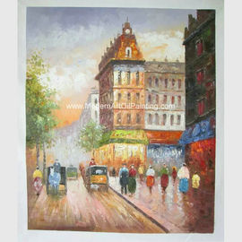Jalan Impresionis Paris Lukisan Minyak Pemandangan Pisau Palet Akrilik Untuk Kamar Anak-anak