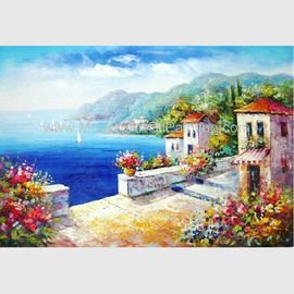 Pelabuhan Liburan Lukisan Minyak Mediterania Impresionisme yang dilukis dengan tangan