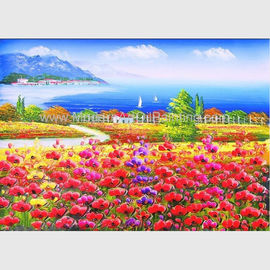 Lukisan Minyak Bunga Poppy Merah Lukisan Minyak Laut Mediterania Dengan Pisau