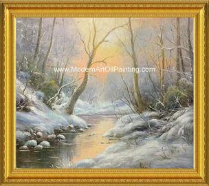 Lukisan Pemandangan Minyak Asli Sungai Salju Seni Dinding 20&quot;X24&quot;