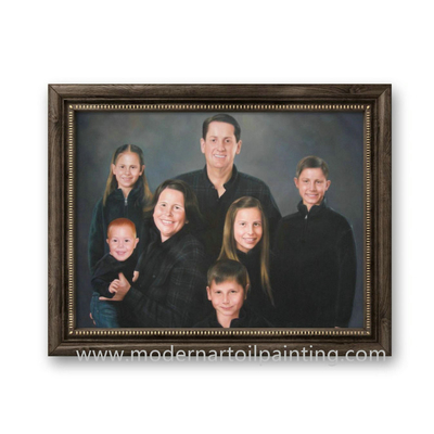 Orang Keluarga Realistis Kanvas Potret Minyak Kustom 5cm Untuk Dekorasi Rumah