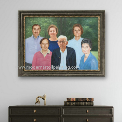 Potret Lukisan Minyak Kustom Keluarga Untuk Dekorasi Kabinet Tampilan Samping