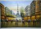 100% Buatan Tangan Paris Lukisan Minyak Pisau Palet Menara Eiffel Paris Pemandangan Di Atas Kanvas