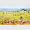 Lukisan Minyak Lanskap Abstrak Modern Dekorasi Perusahaan Desa Tuscany Kuning Merah