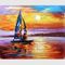 Impresionisme Sunrise Seascape Lukisan Minyak Pisau Palet Perahu Layar Fleksibel