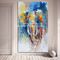 Lukisan Gajah Berwarna-warni Abstrak Di Atas Kanvas / Animal Print Canvas Wall Art