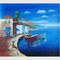 Lukisan Minyak Mediterania Pemandangan Laut Berbingkai Kanvas Buatan Tangan Dengan Pisau Palet
