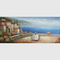 Lukisan Pemandangan Mediterania Berbingkai Buatan Tangan Di Atas Kanvas Italy Cafe Senery