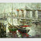 Lukisan Cat Minyak Kapal Yang Dilukis dengan Tangan Cerah Saat Air surut, Seni Kanvas Abstrak Modern